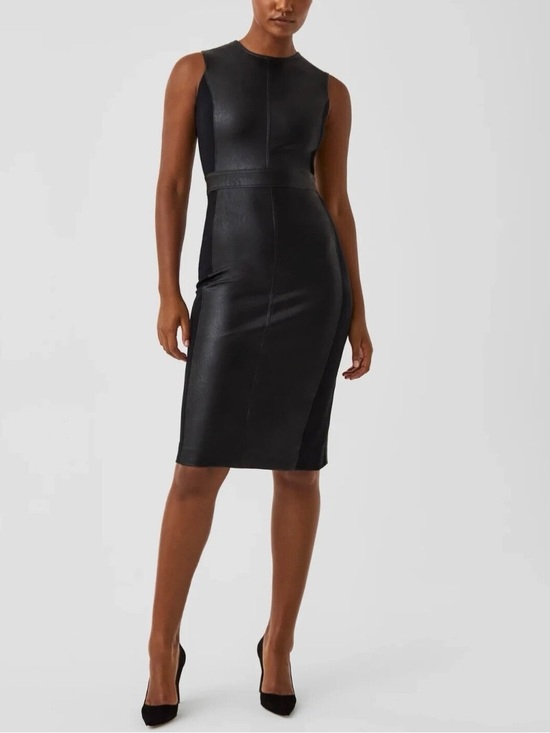 SPANX Dresses & Skirts - Spanx Black Faux-Leather Sheath Dress